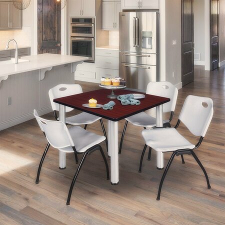 KEE Square Tables > Breakroom Tables > Kee Square Table & Chair Sets, 48 W, 48 L, 29 H, Mahogany TB4848MHBPCM47GY
